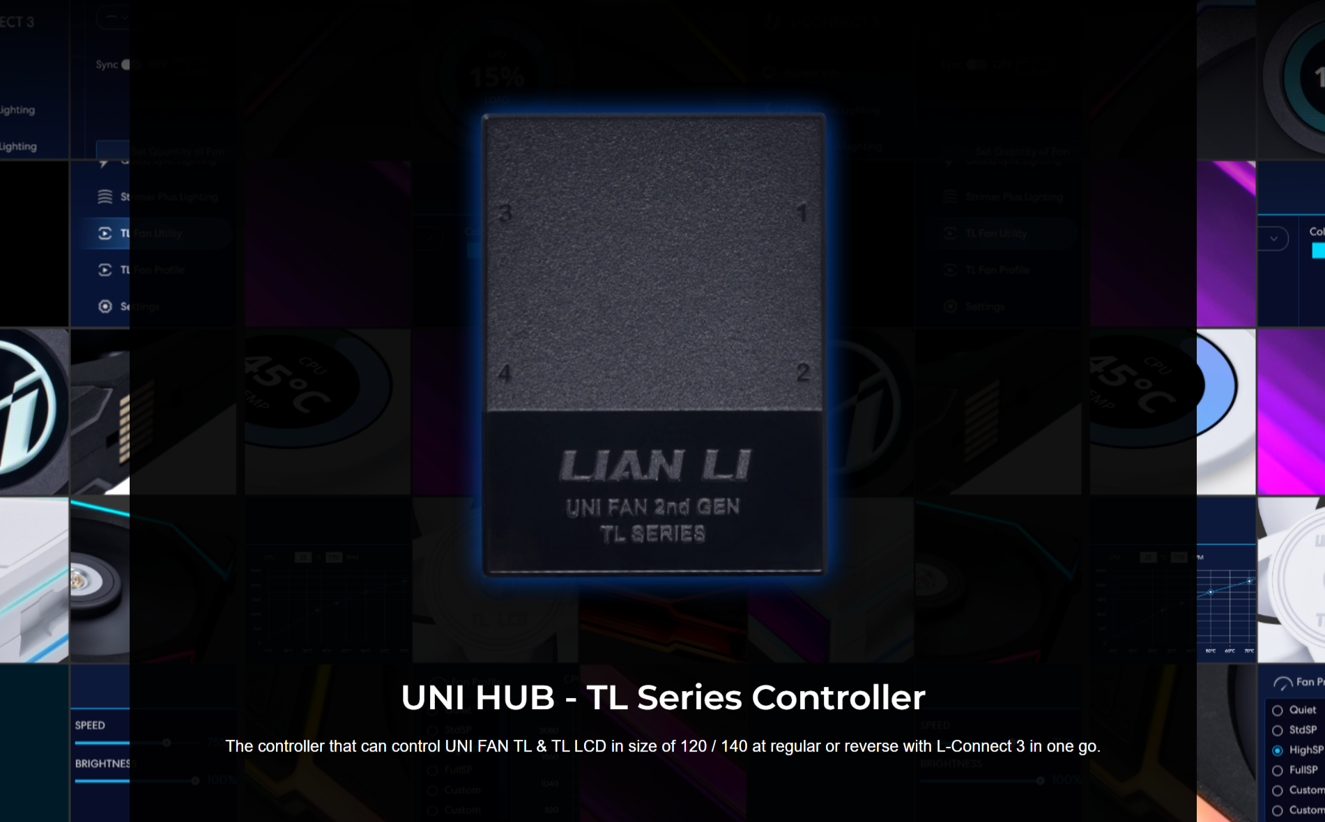 A large marketing image providing additional information about the product Lian Li TL Fan Controller - Black - Additional alt info not provided